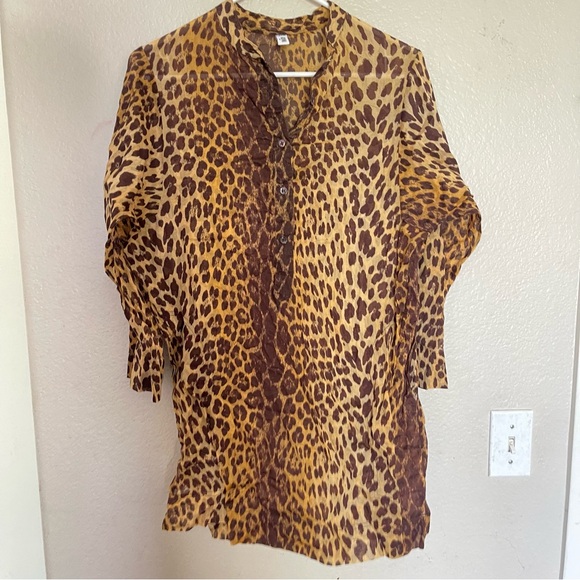 Moschino Brown Leopard Print swim cover up blouse Large - Picture 7 of 8
